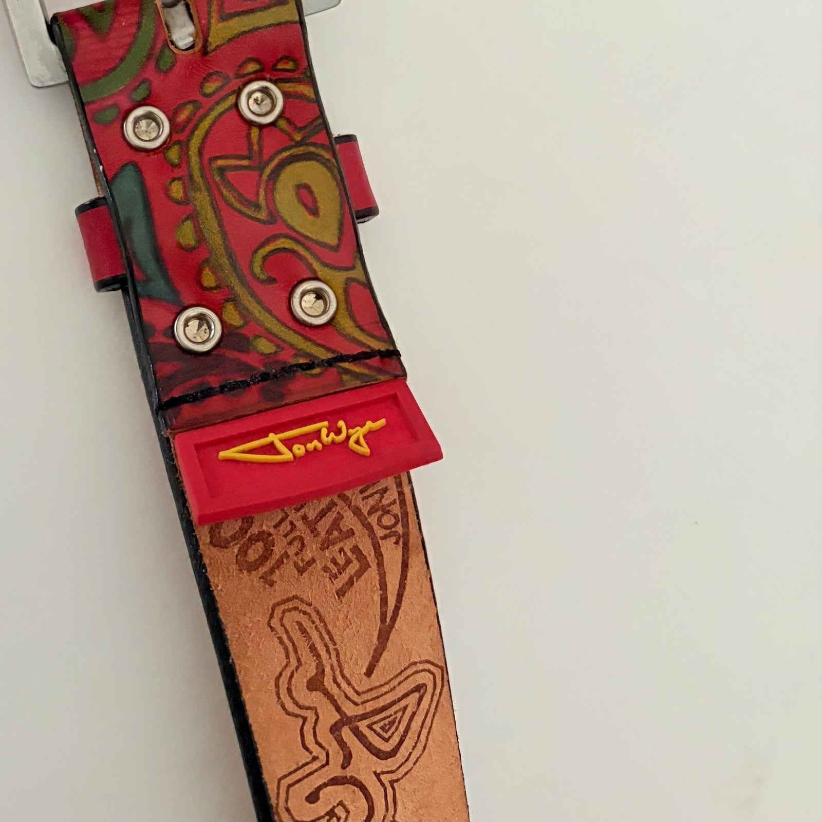 Unisex JON WYE Leather Paisley Belt Western Retro Made in USA Men Women 46"