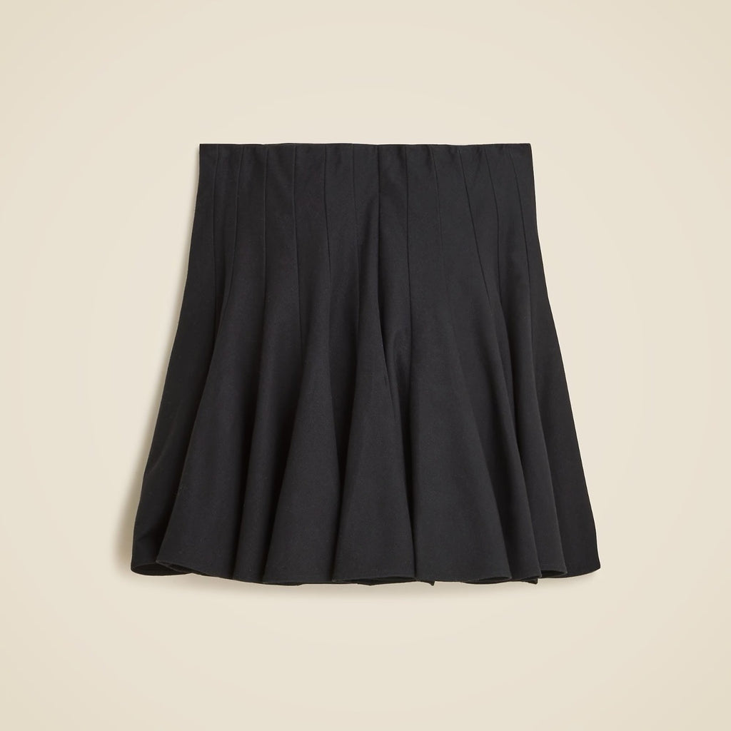 NWT!! J. CREW Godet Mini Skirt Black Chino Pleated Solid Pleats Preppy Size 2