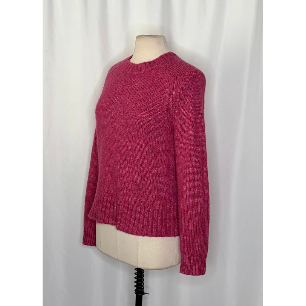 J. CREW Alpaca Blend Crewneck Sweater Pink Merino Wool Heathered Fuchsia Medium