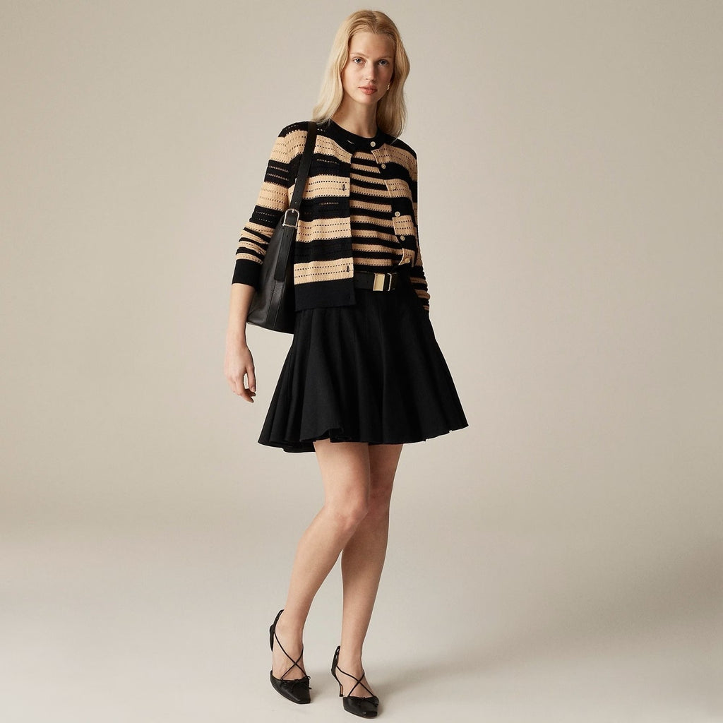 NWT!! J. CREW Godet Mini Skirt Black Chino Pleated Solid Pleats Preppy Size 2