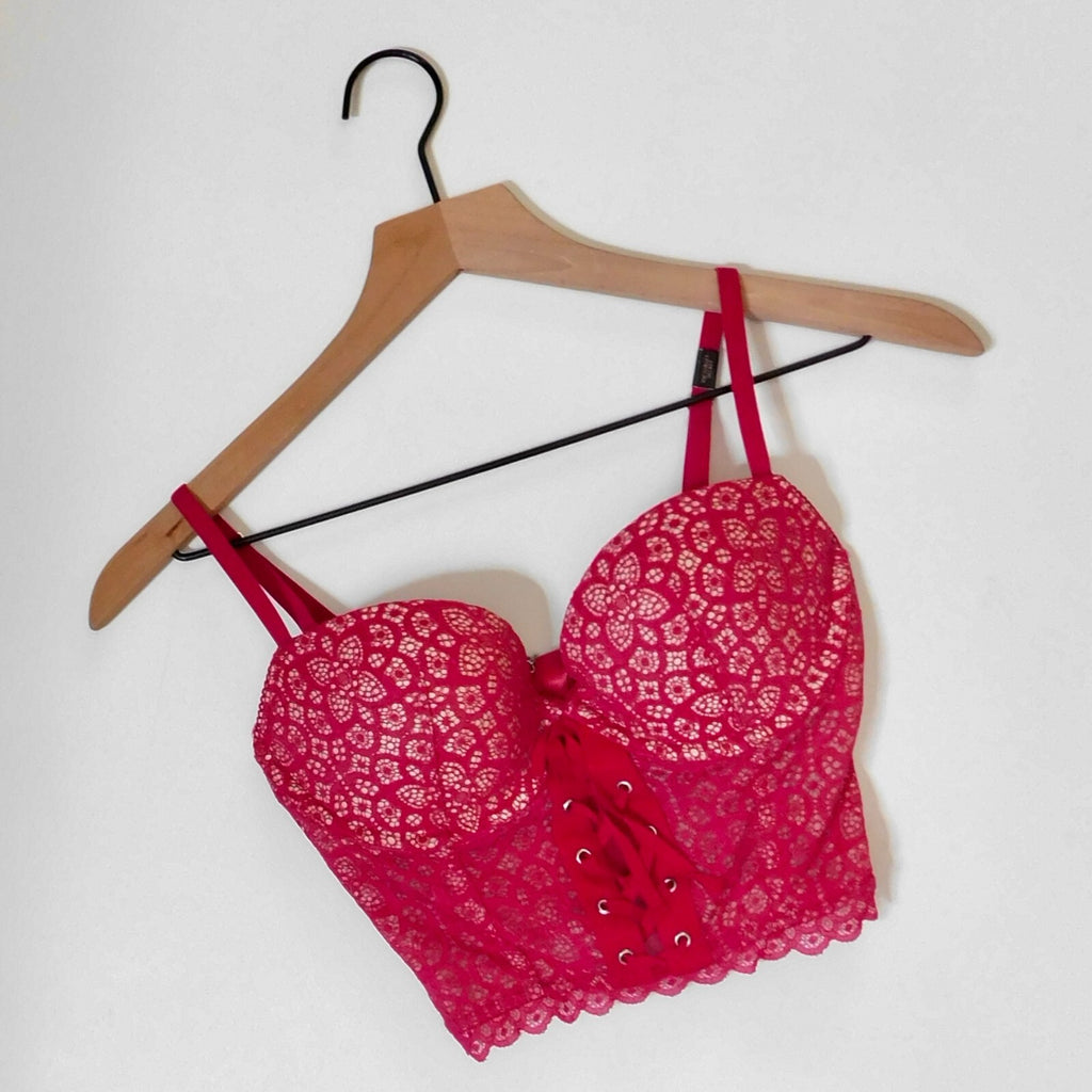 NWT!! VICTORIA'S SECRET Padded Demi-Buste Cousinne Longline Lace Bra 32D
