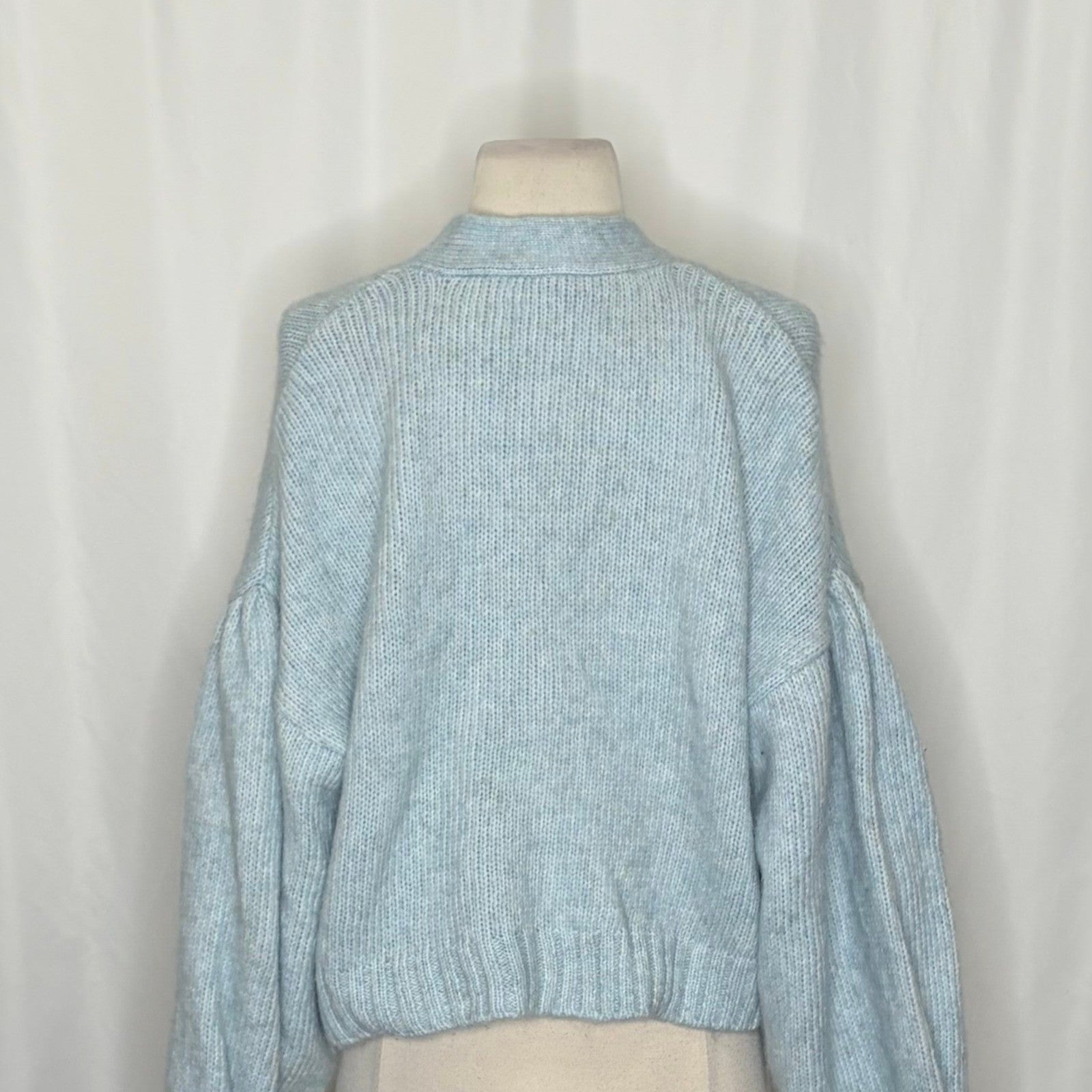 ZARA Jewel Bow Cardigan Sweater Baby Blue Coquette Blogger Favorite Preppy Small