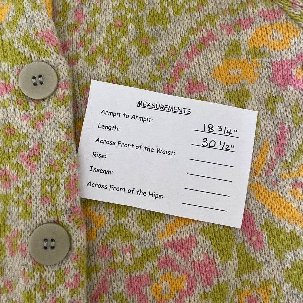 SUNDANCE Floral Longline cardigan Sweater Lambswool Mock Neck XSP X-Small Petite