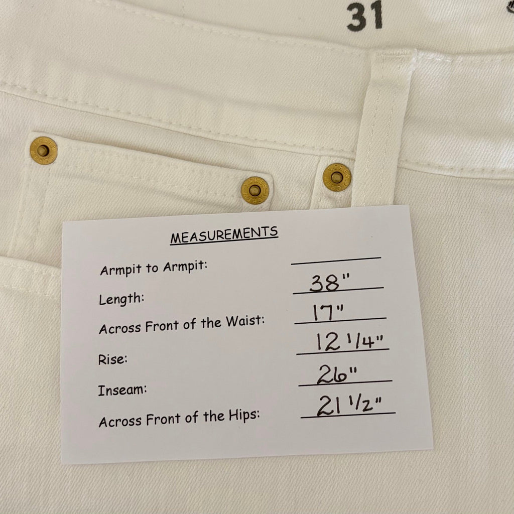 NWT!! J. CREW '96 Slim Wide Jeans Retro Raw Hems Solid White Preppy Frayed 31
