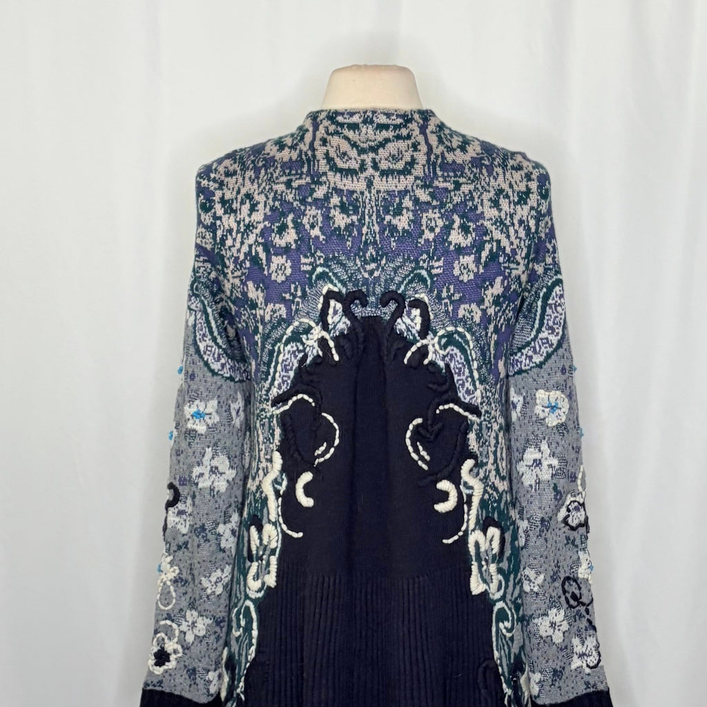 Anthropologie HWR Emmia Hand-Stitched Embroidered Cardigan Sweater Medium