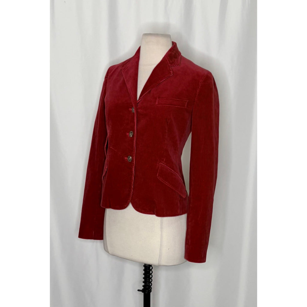 RALPH LAUREN BLUE LABEL Red Corduroy Blazer Jacket Preppy Academia Size 2