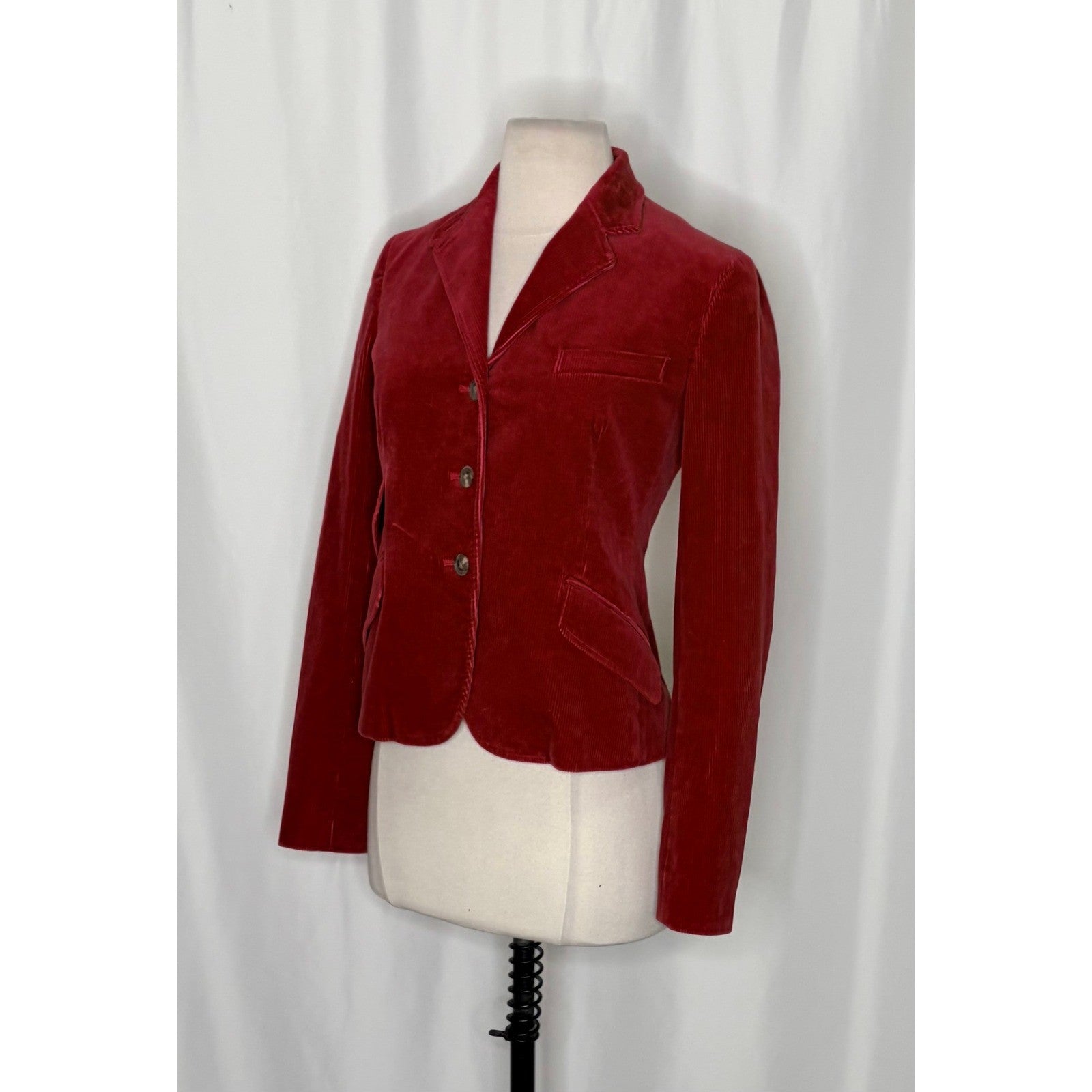 RALPH LAUREN BLUE LABEL Red Corduroy Blazer Jacket Preppy Academia Size 2