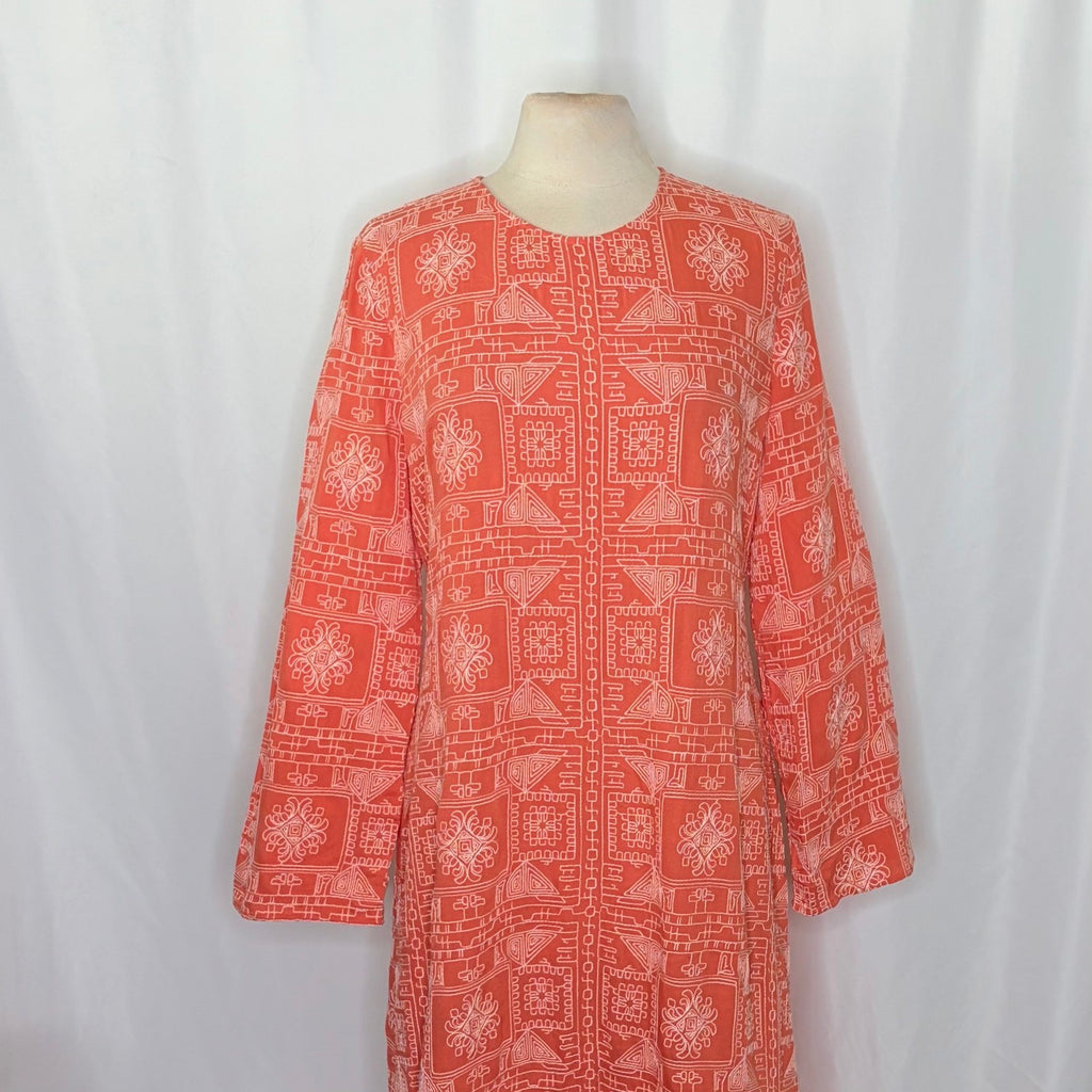NWT!! ZARA Embroidered Dress Orange Vacation Beach Open Back Blogger Favorite XL