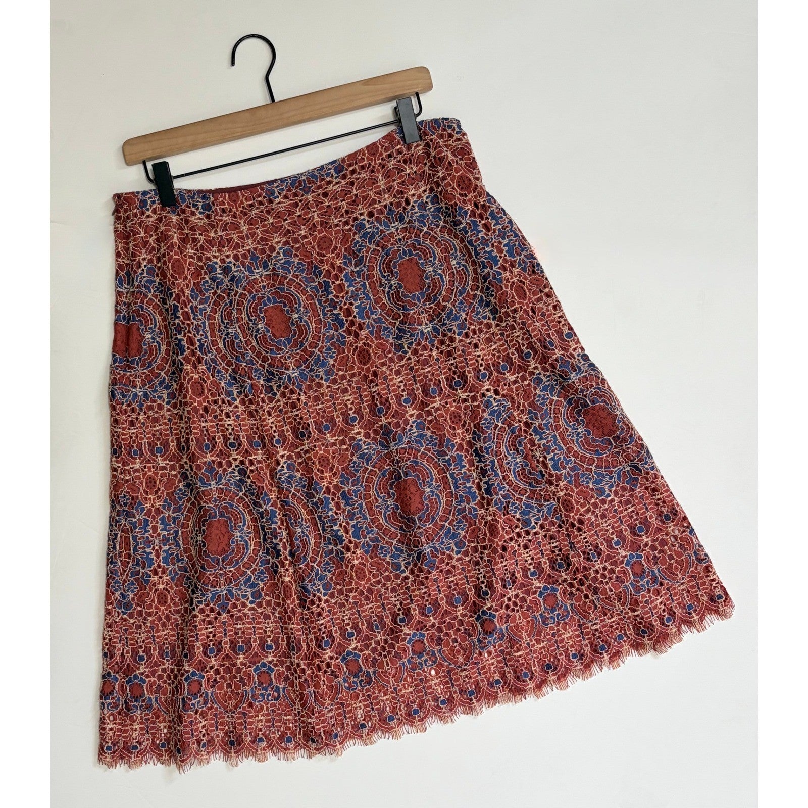 SUNDANCE Elisa Lace Skirt Bohemian Feminine Coquette Scalloped Hem Medium