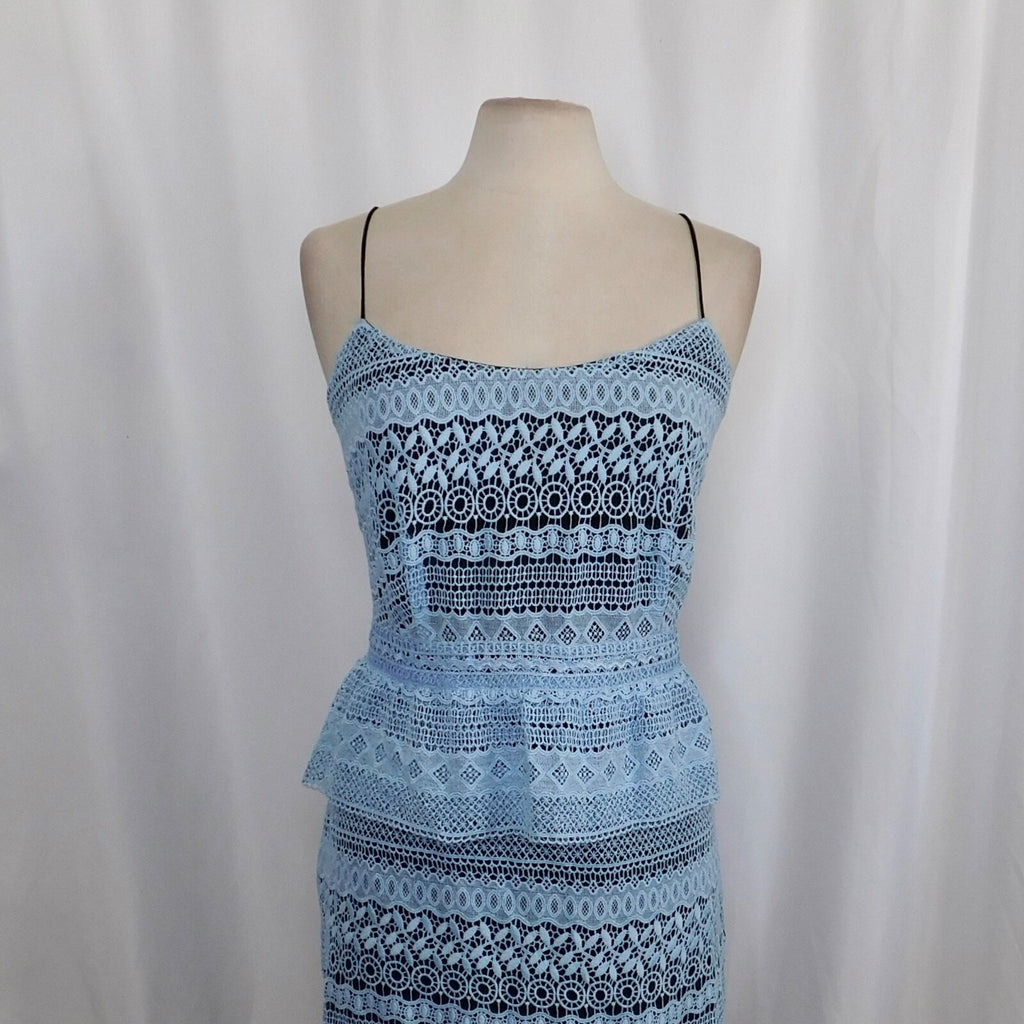 NWT!! LITTLE WHITE LIES Blue Crochet Lace Peplum Sheath Dress XX-Large XXL