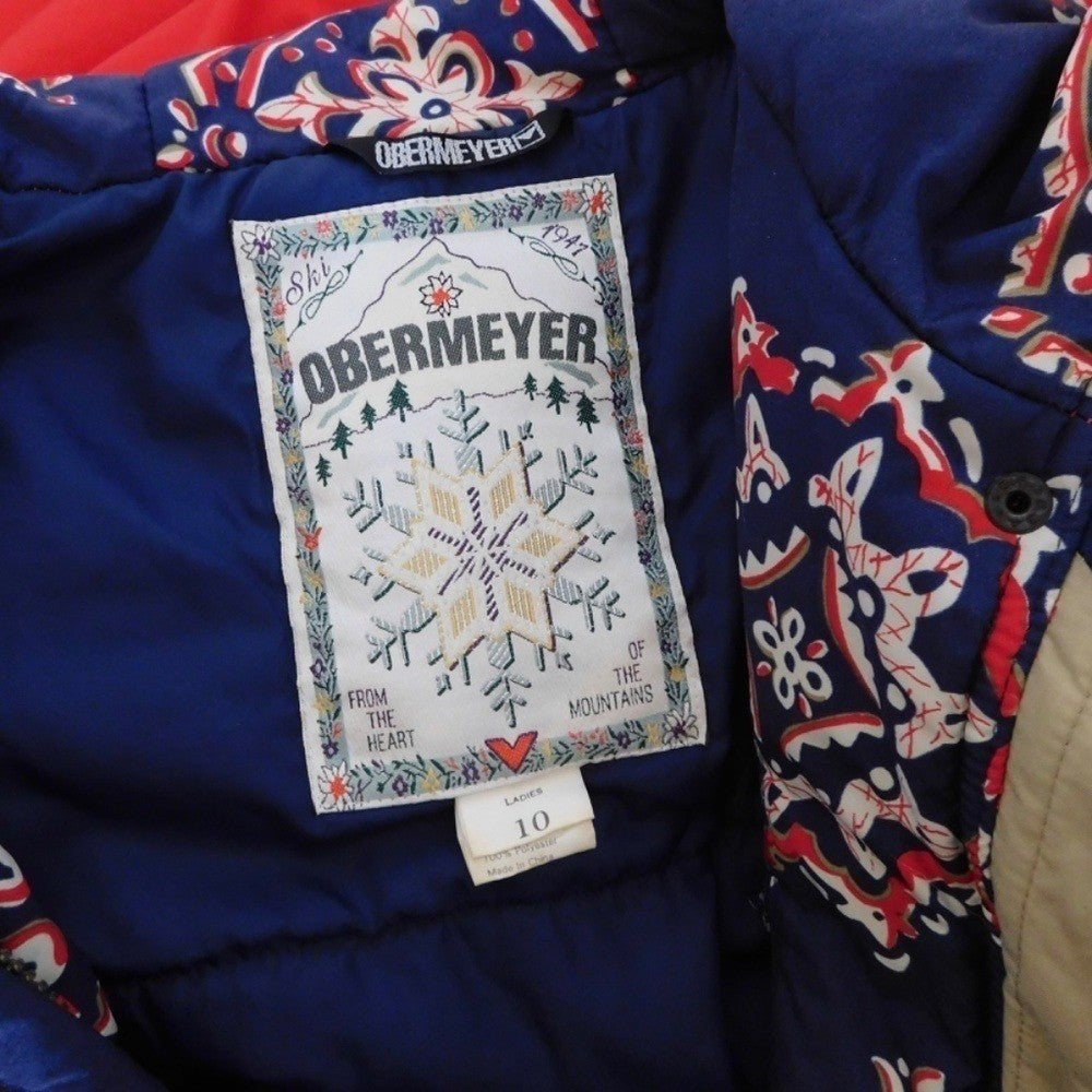 Vintage OBERMEYER Women's Embroidered Hooded Legend Coat Jacket Red Blue Size 10
