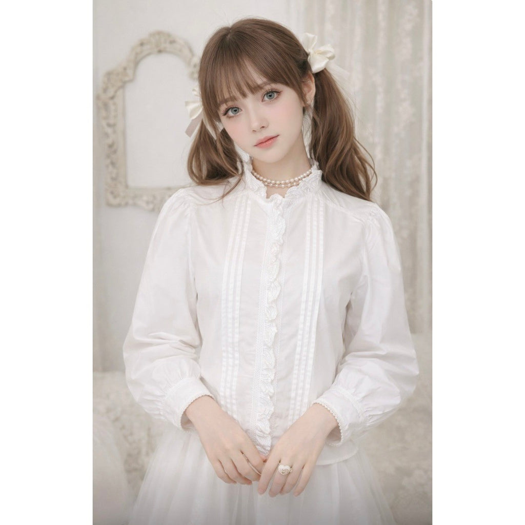 SUNDANCE White Pleated Embroidered Ruffled Buttondown Top Blouse Petite Small
