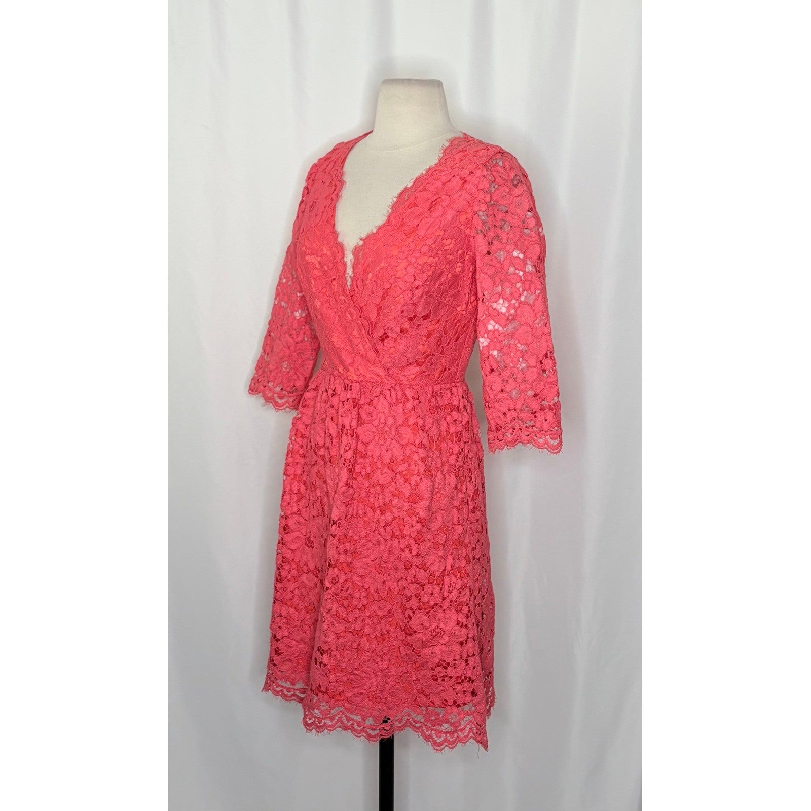 NWT!! ERIN FETHERSTON Pink Floral Lace Dress Fit N' Flare Coquette Lacey Size 4