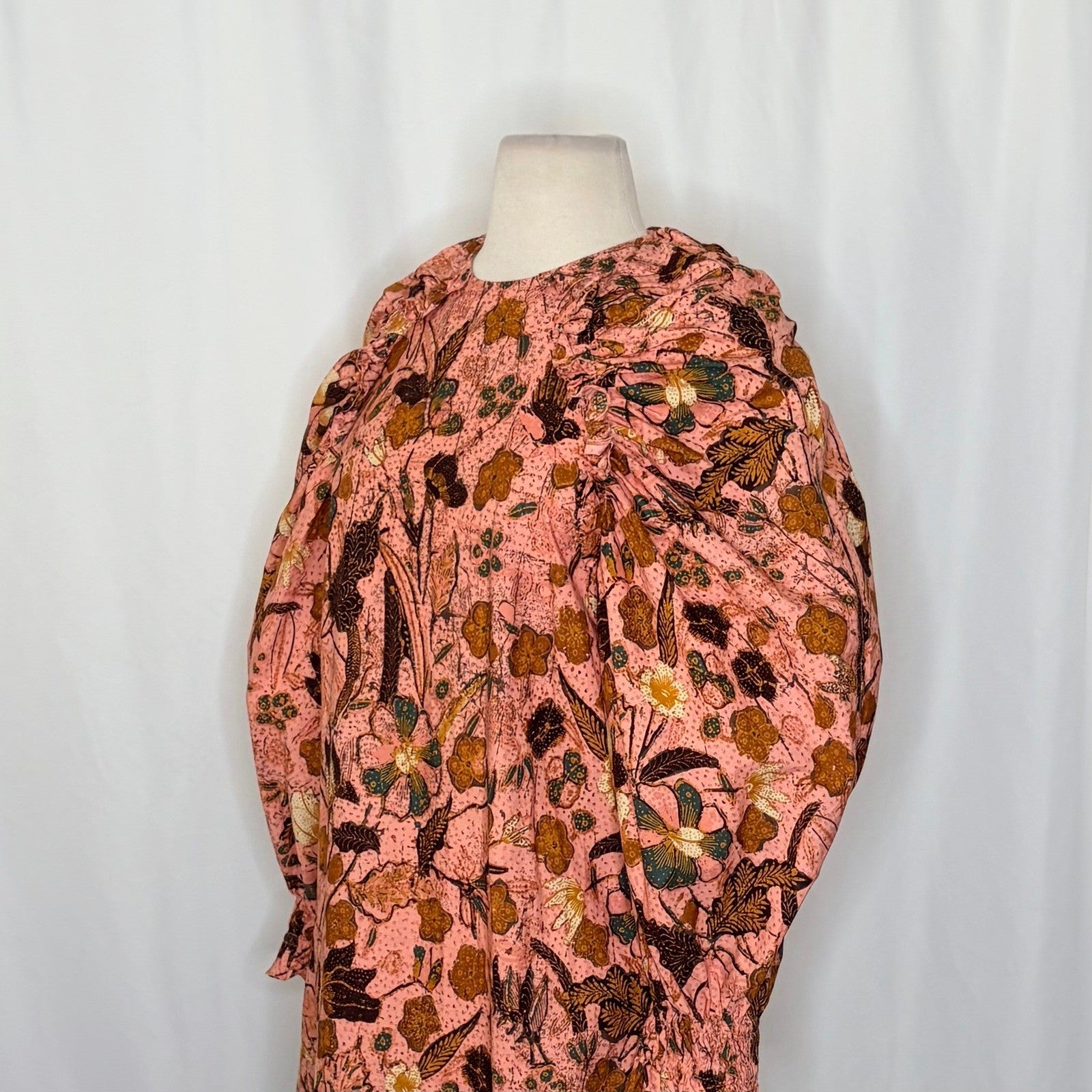ULLA JOHNSON Devya Dress Blush Pink Floral Mini Ruffled Balloon Sleeve Size 4