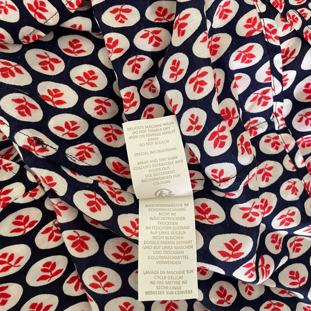 NWT!! BODEN Edna Tunic Top Retro Floral Navy Blue Red Preppy Polka Dot Size 6