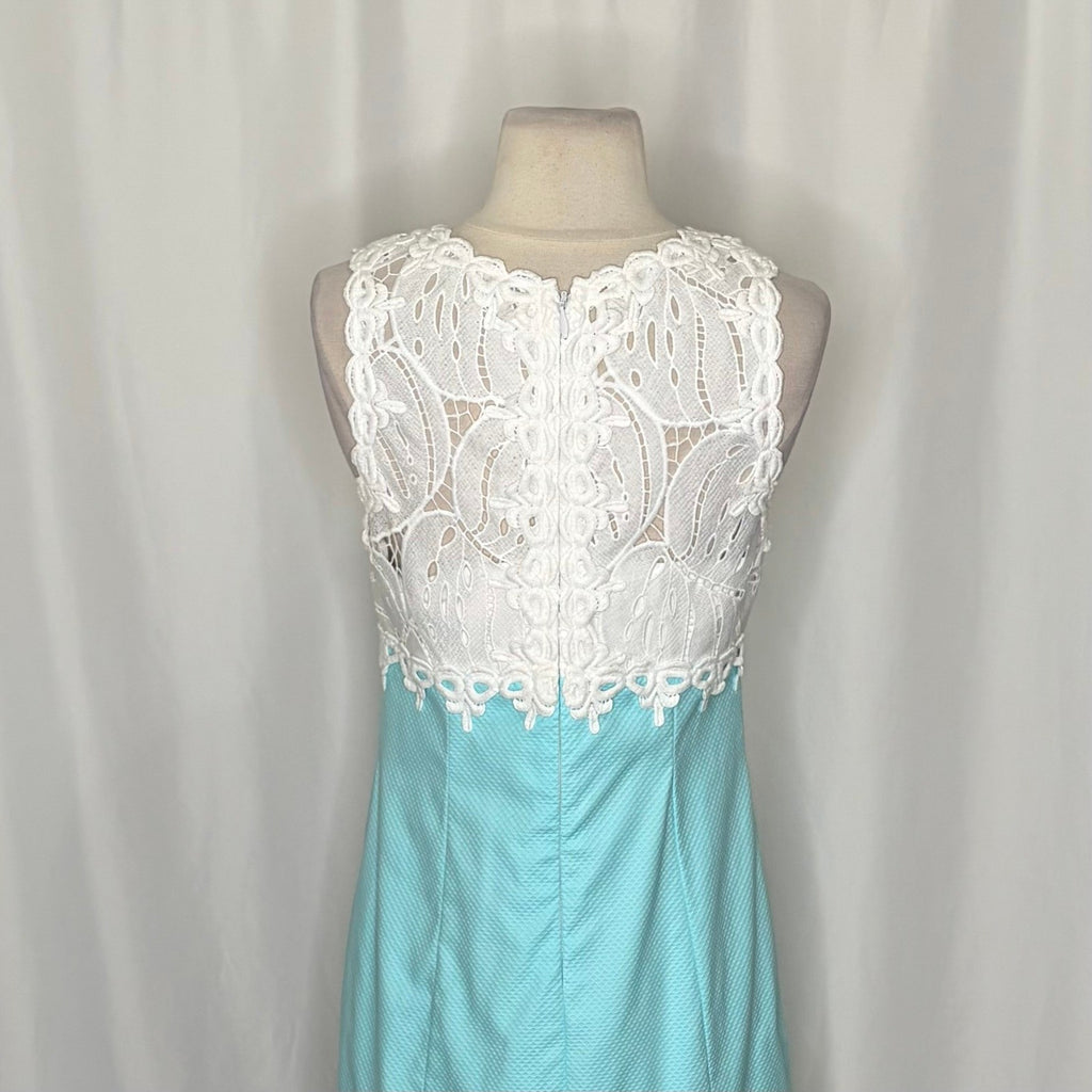LILLY PULITZER Sandi Shift Dress Seasalt Blue White Lace Mini Preppy Size 4