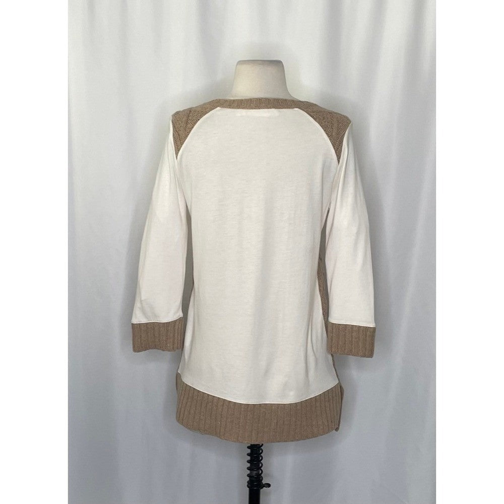 Anthropologie PILCRO Dually Clad Twofer Sweater Top Brown Wool Cable Knit M