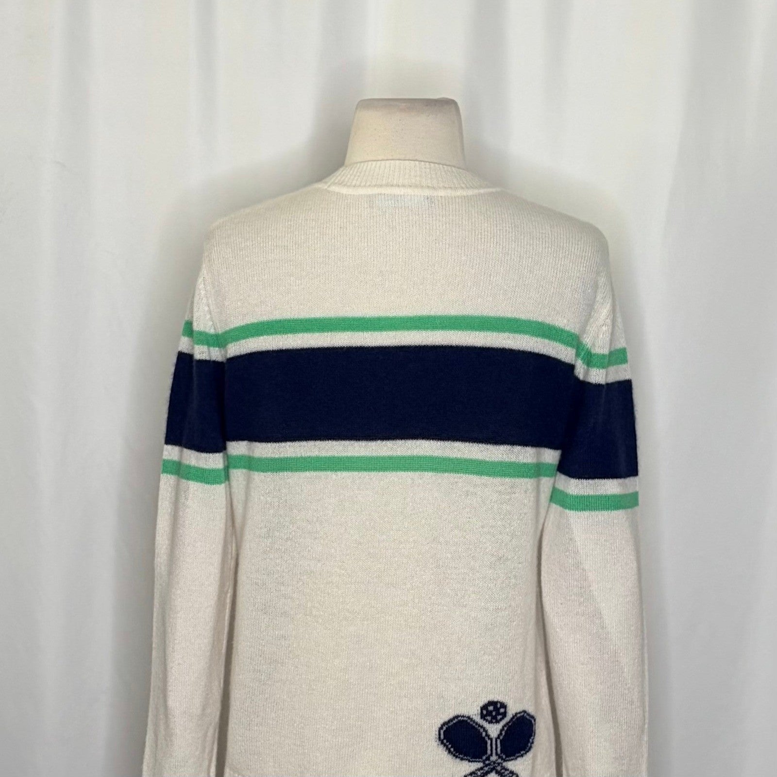 ALASHAN Cashmere Pickleball Sweater Pullover Sporty Text Script Preppy Medium