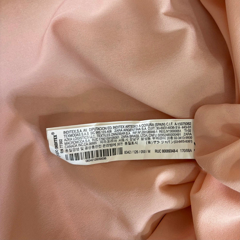 ZARA Organza Pink Peach Floral Maxi Dress Tiered Sundress Summer Vacation Medium