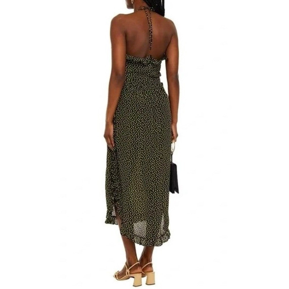 SEE BY CHLOÉ Georgette Silk Halter Neck Ruffled Dress Midi Size 40 / US Size 8