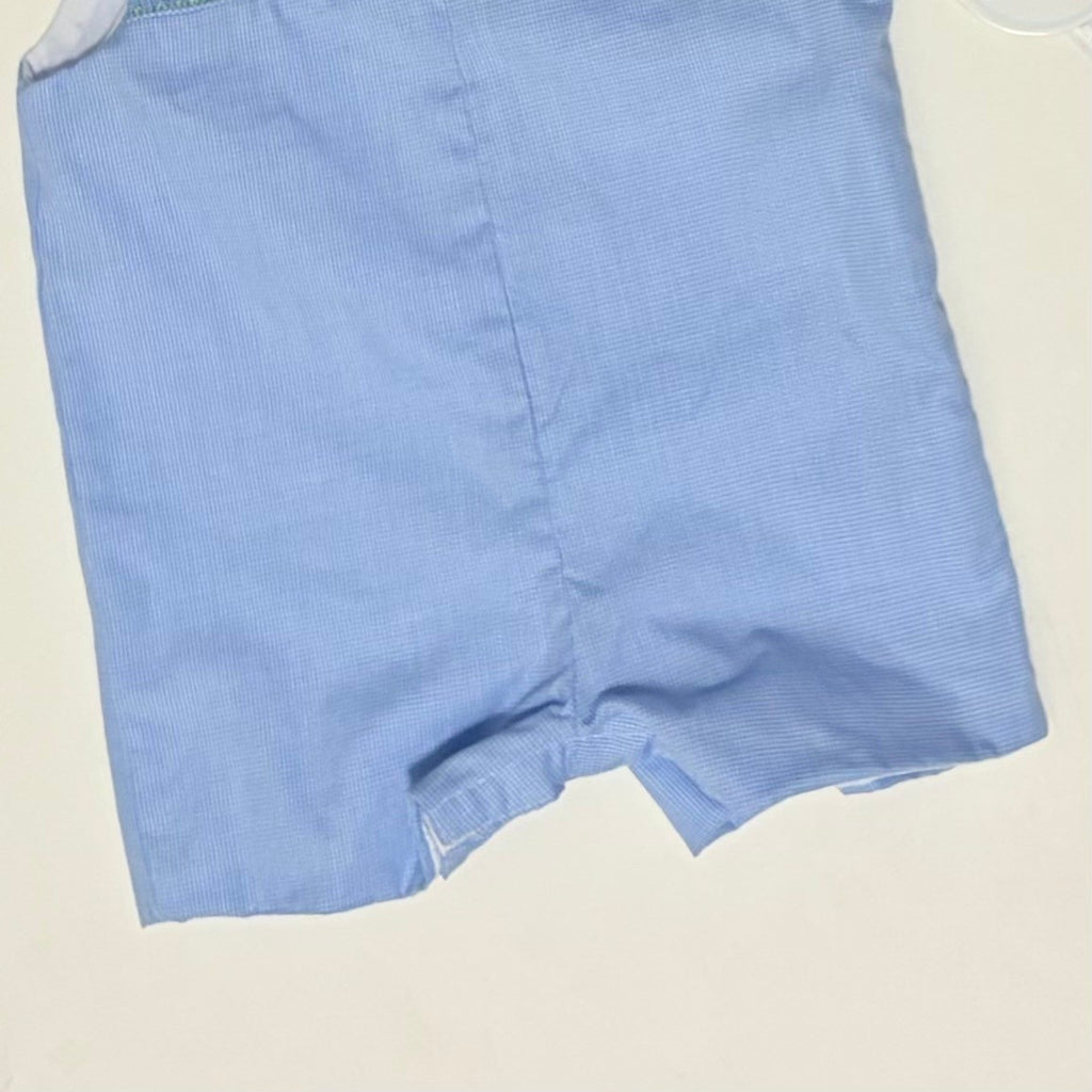NWT!! EDGEHILL COLLECTION Smocked Bunny Gingham Plaid Romper Blue 12 Months