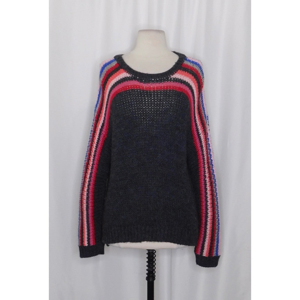XIRENA Teton Aprés Ski Sweater Alpaca Gray Colorful Stripes Sporty Apres X-Small