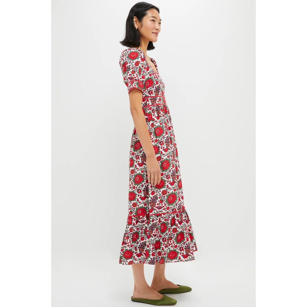 NWT!! Tuckernuck PINK CITY PRINTS Peony Bird Evelyn Dress Floral Maxi X-Small