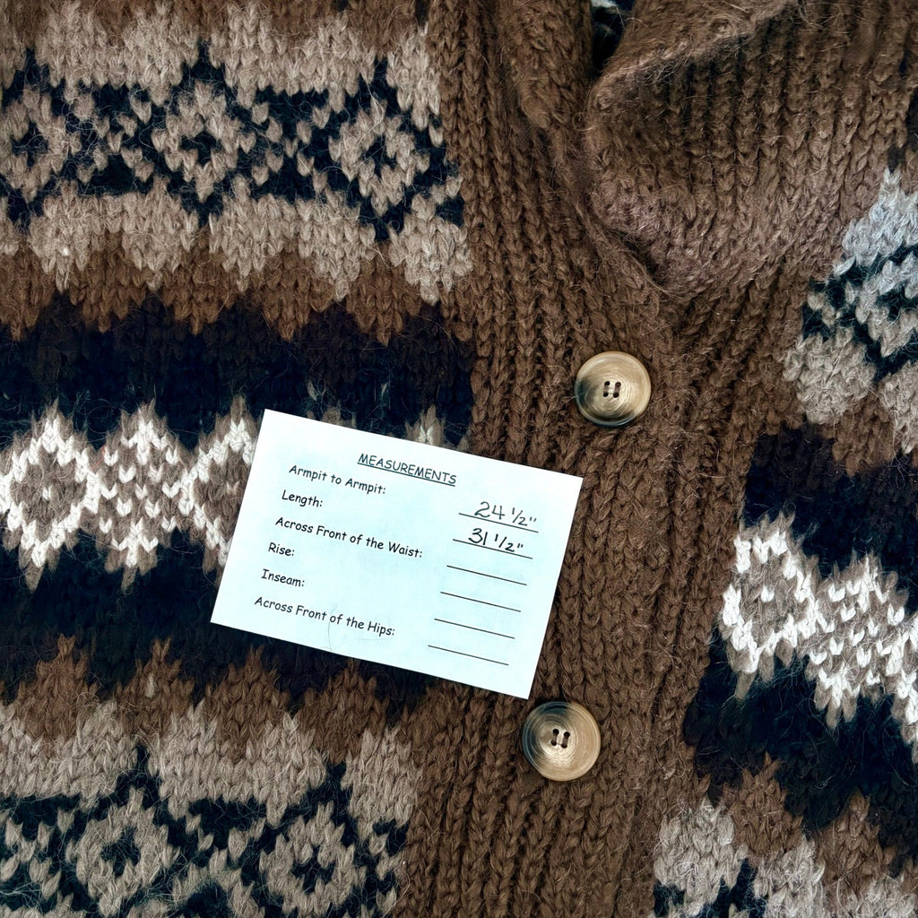 ZARA Fairisle Wool Mohair Cardigan Sweater Oversized Jacquard Knit Shawl Medium
