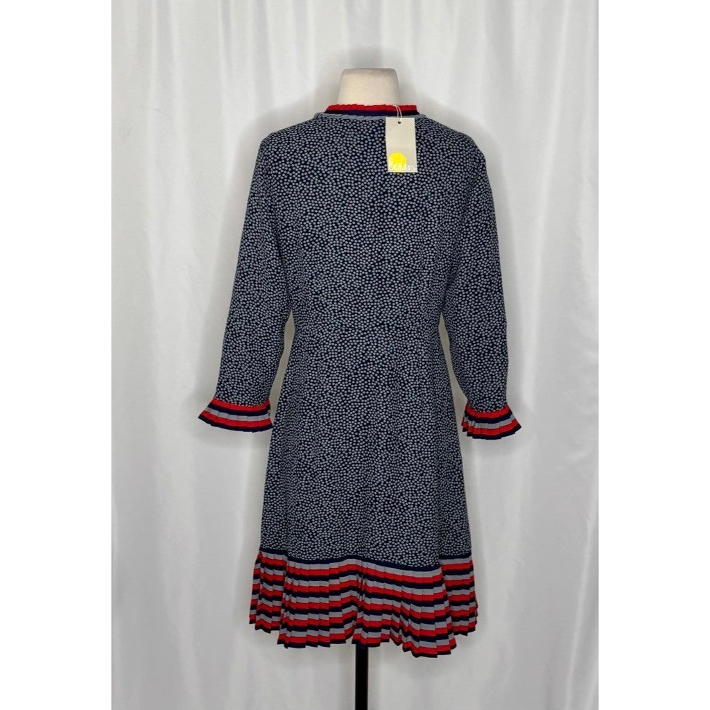 NWT!! BODEN Lara Polka Dot Striped Pleated Trim Dress Cluster Spot 6L 6 Tall