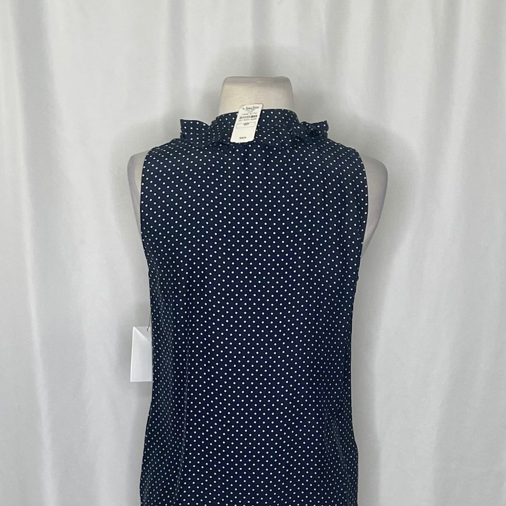 NWT!! FRAME Denim Silk Polka Dot Top Blouse Sleeveless Ruffled Coquette X-Small