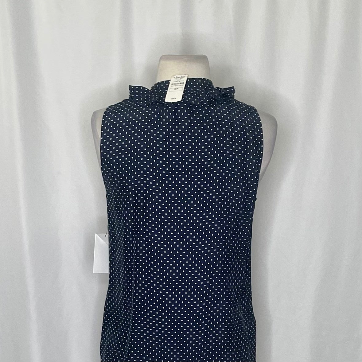 NWT!! FRAME Denim Silk Polka Dot Top Blouse Sleeveless Ruffled Coquette X-Small