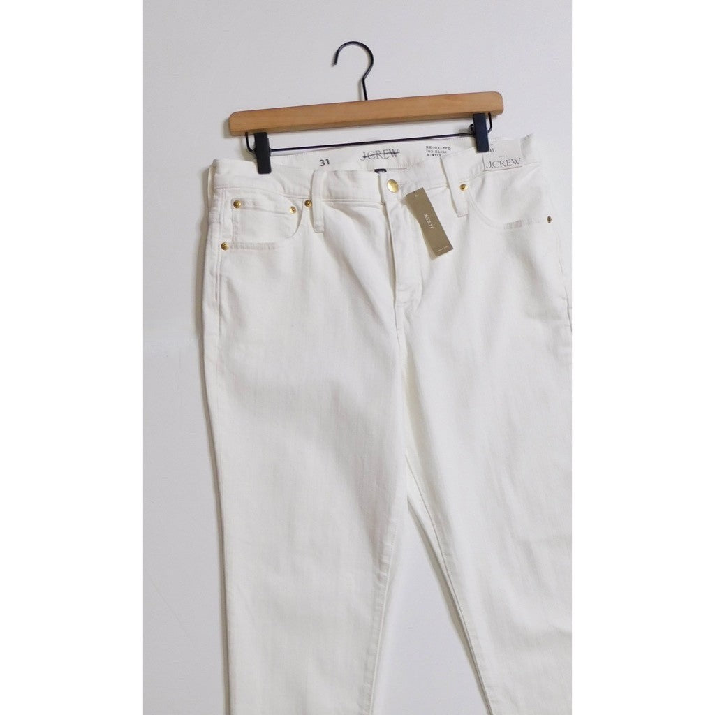 NWT!! J. CREW White Slim Jeans '03 2003 Stretch Solid White High Rise Size 31