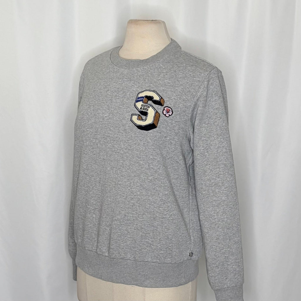 SCOTCH & SODA Artwork Crew Neck Sweatshirt Gray Monogram S Academia Medium