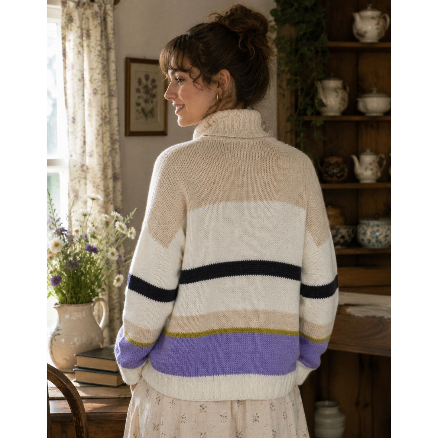Anthropologie ALDOMARTINS Striped Turtleneck Sweater Aldo Martins Wool Small