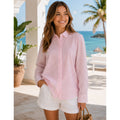 J. CREW Limited Edition Classic Fit Drapey Cupro Shirt Pink Mixed Stripe Size 4