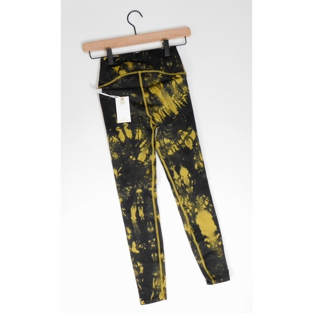 NWT!! GOOD AMERICAN Black & Yellow Tie Dye Seamless Leggings 00 0 X-Small