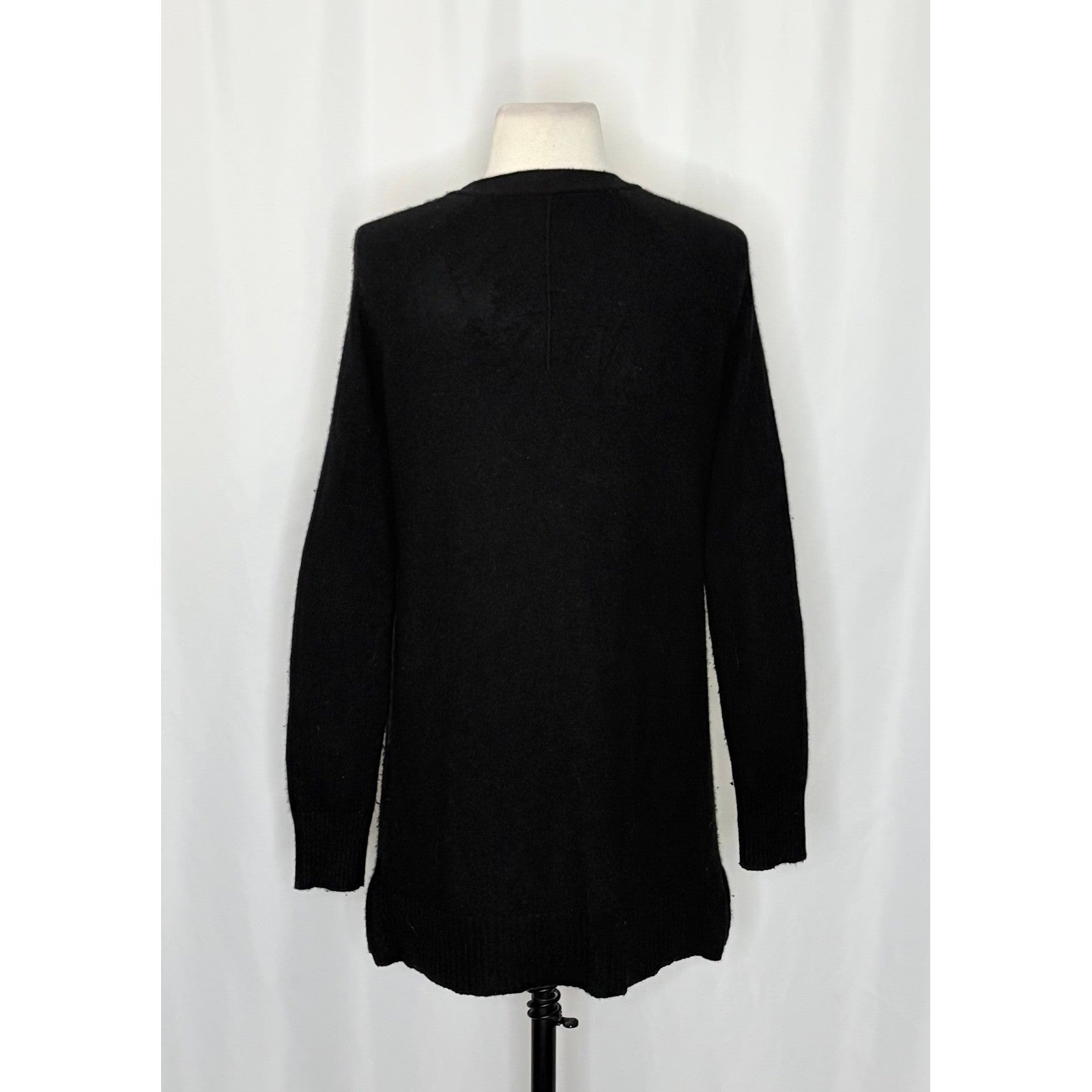 MARGARET O'LEARY Black Cashmere Cardigan Sweater Solid Buttons Pockets X-Small