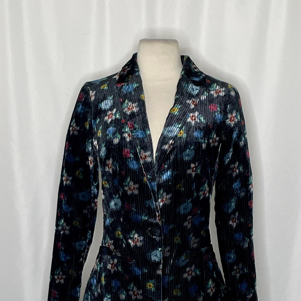 Anthropologie ETT:TWA Blooming Floral Corduroy Blazer Jacket Academia Size 2
