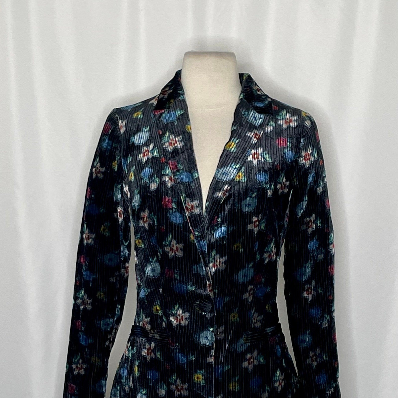 Anthropologie ETT:TWA Blooming Floral Corduroy Blazer Jacket Academia Size 2