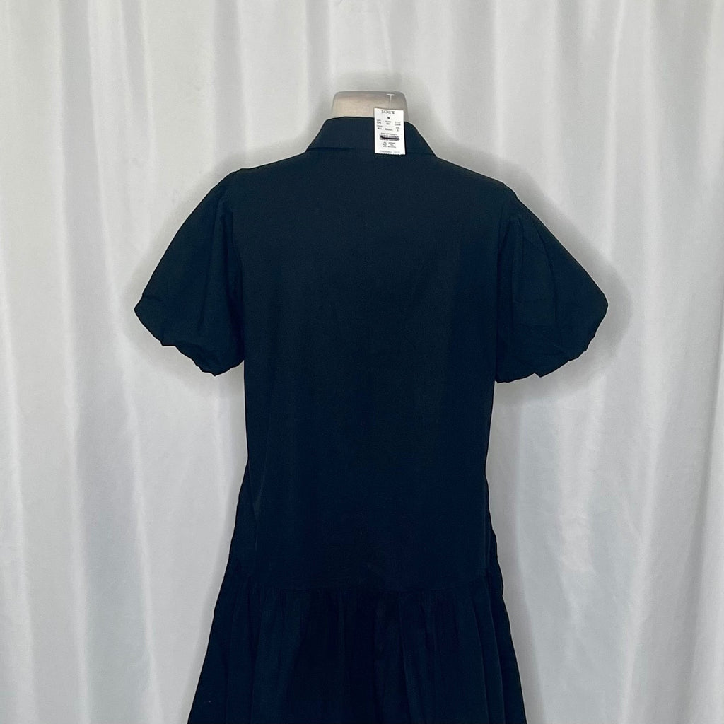 NWT!! J. CREW FACTORY Bubble Sleeve Shirtdress Solid Black Shirt Dress Size 8