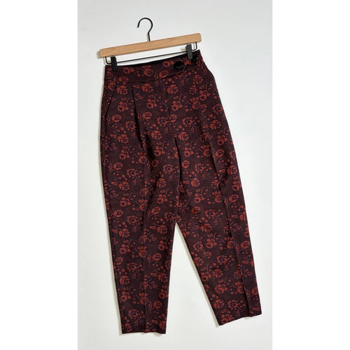 Anthropologie MAEVE Floral Jacquard High-Rise Trousers Pants Tapered Office 2