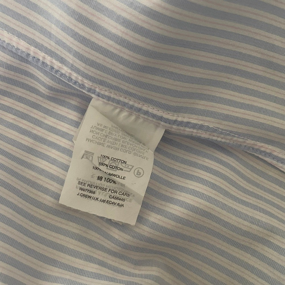 Men's J. CREW Ludlow Buttondown Dress Shirt Blue Pink White Striped Office Large