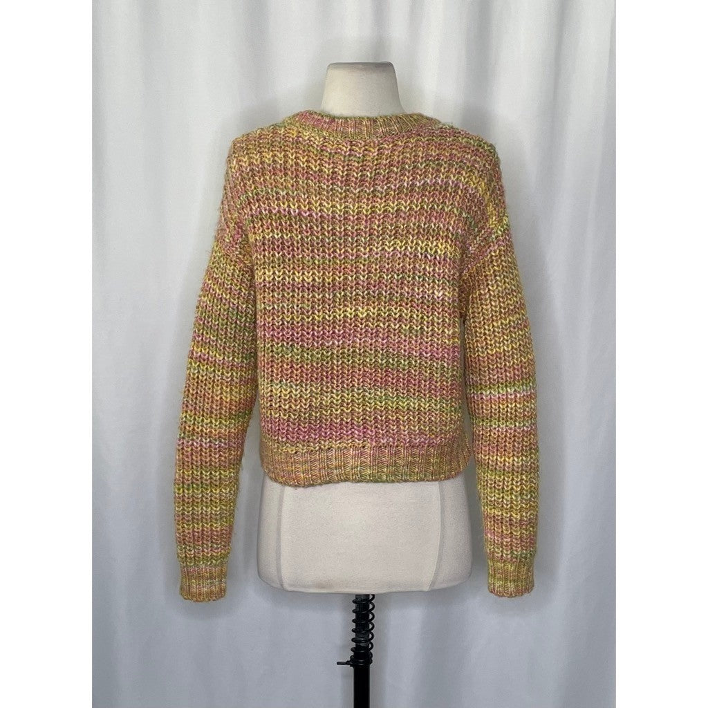 ANTHROPOLOGIE Ribbed Obi Melange Crewneck Sweater Pullover Knit Marled Small