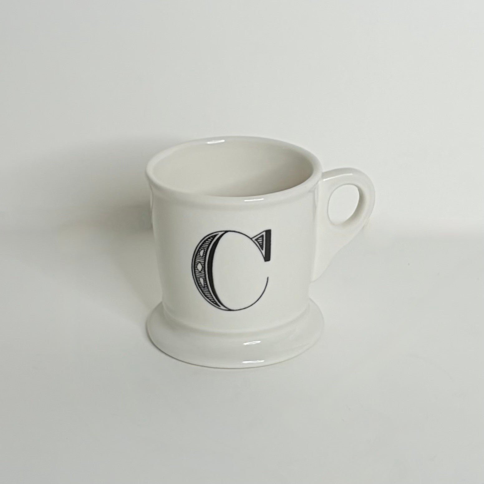 ANTHROPOLOGIE Letter "C" Monogram Mug White Minimalist Coffee Tea Farmhouse C