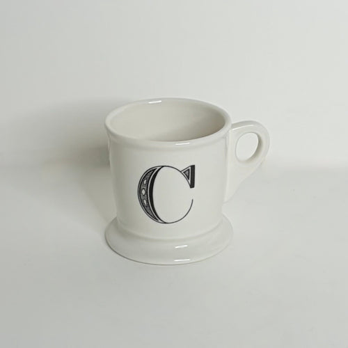 ANTHROPOLOGIE Letter "C" Monogram Mug White Minimalist Coffee Tea Farmhouse C