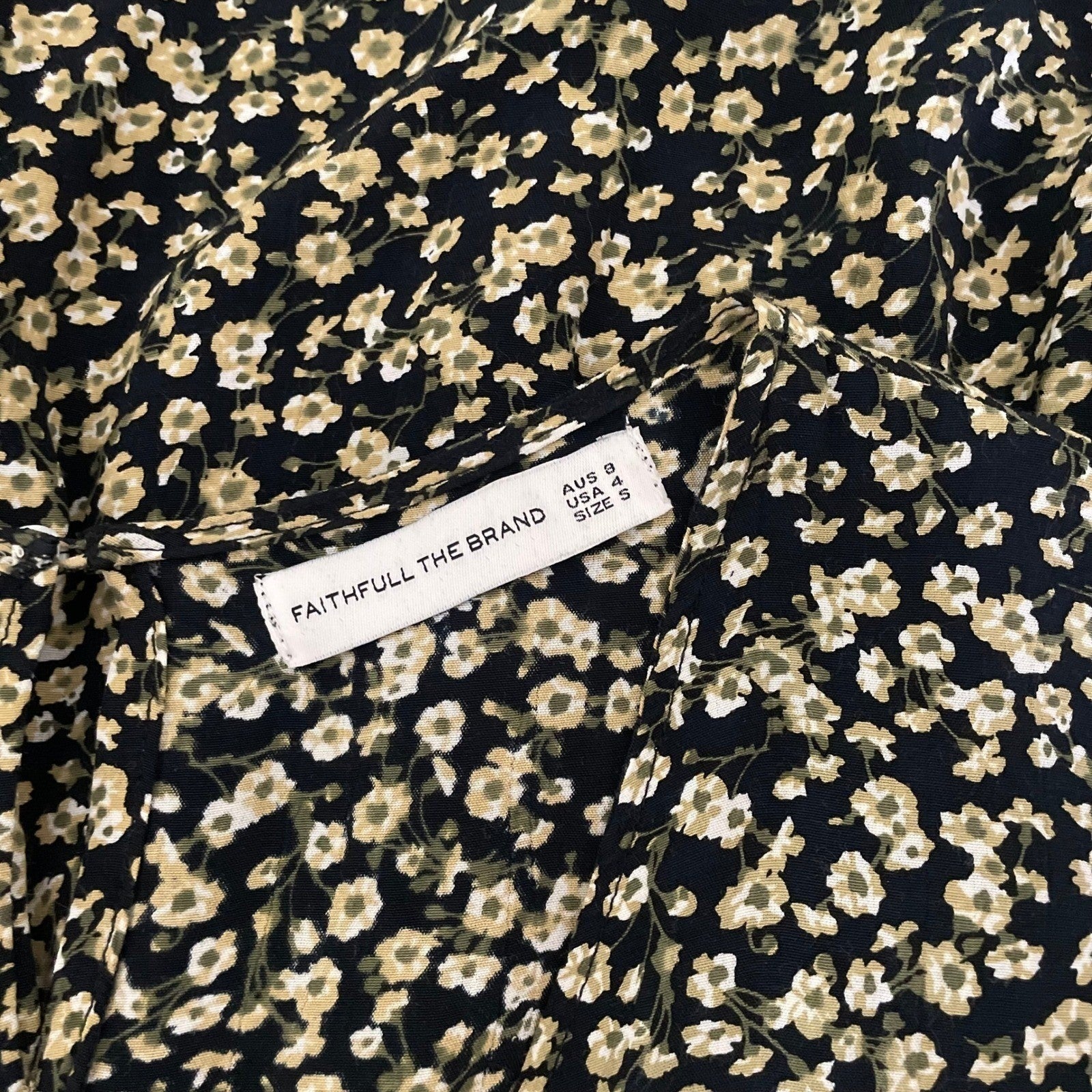 FAITHFULL THE BRAND Massimo Midi Dress Floral Blossom Village Tie Front Small