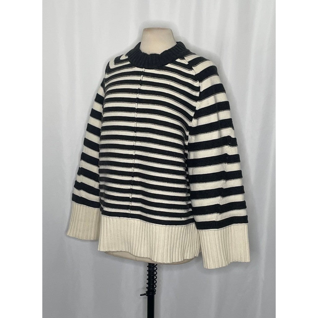 Anthropologie MAEVE The Chandler Crew Neck Relaxed Sweater Striped Gray Medium