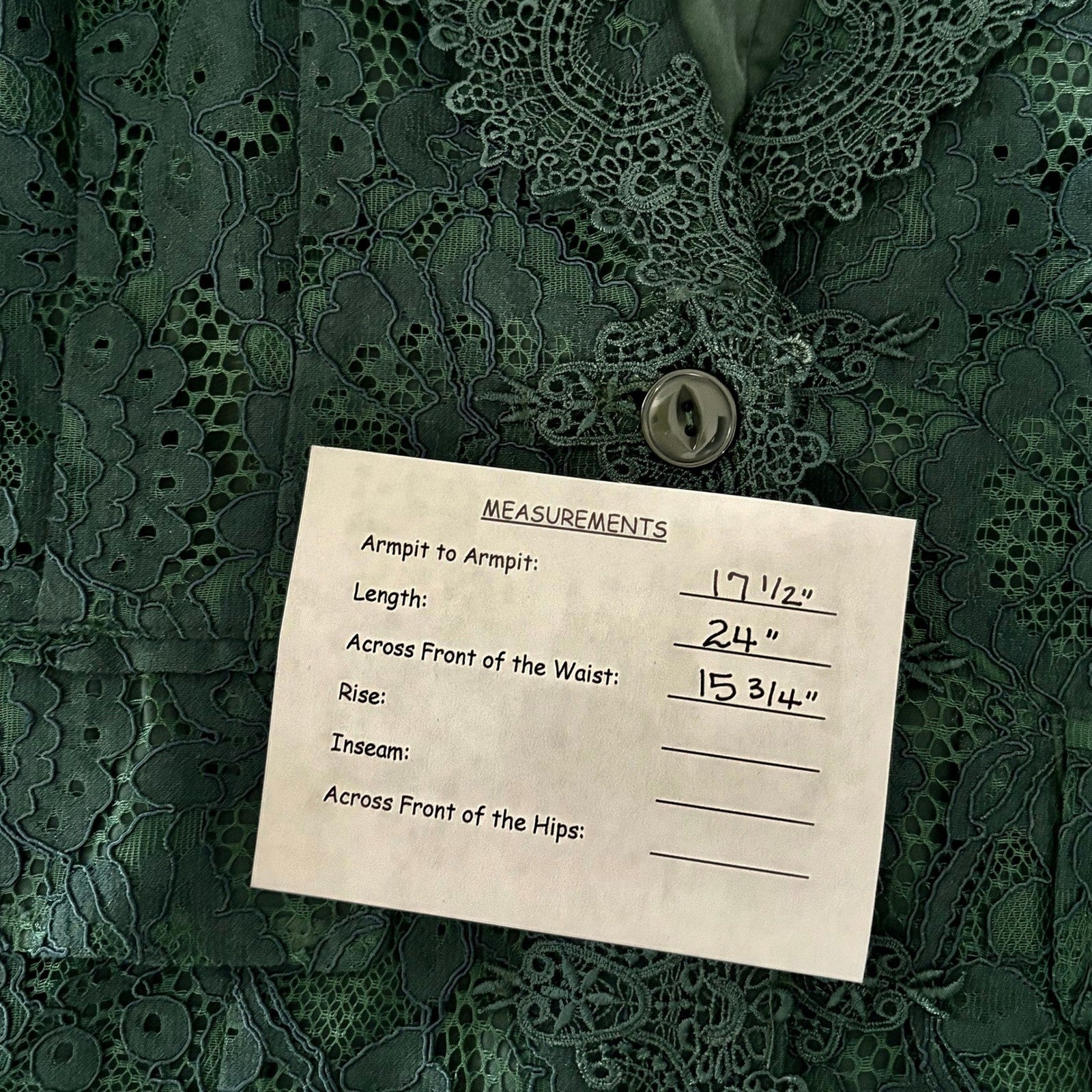 NEW!! SUNDANCE Emerald Green Verde Lace Blazer Jacket Coquette Lacey X-Small