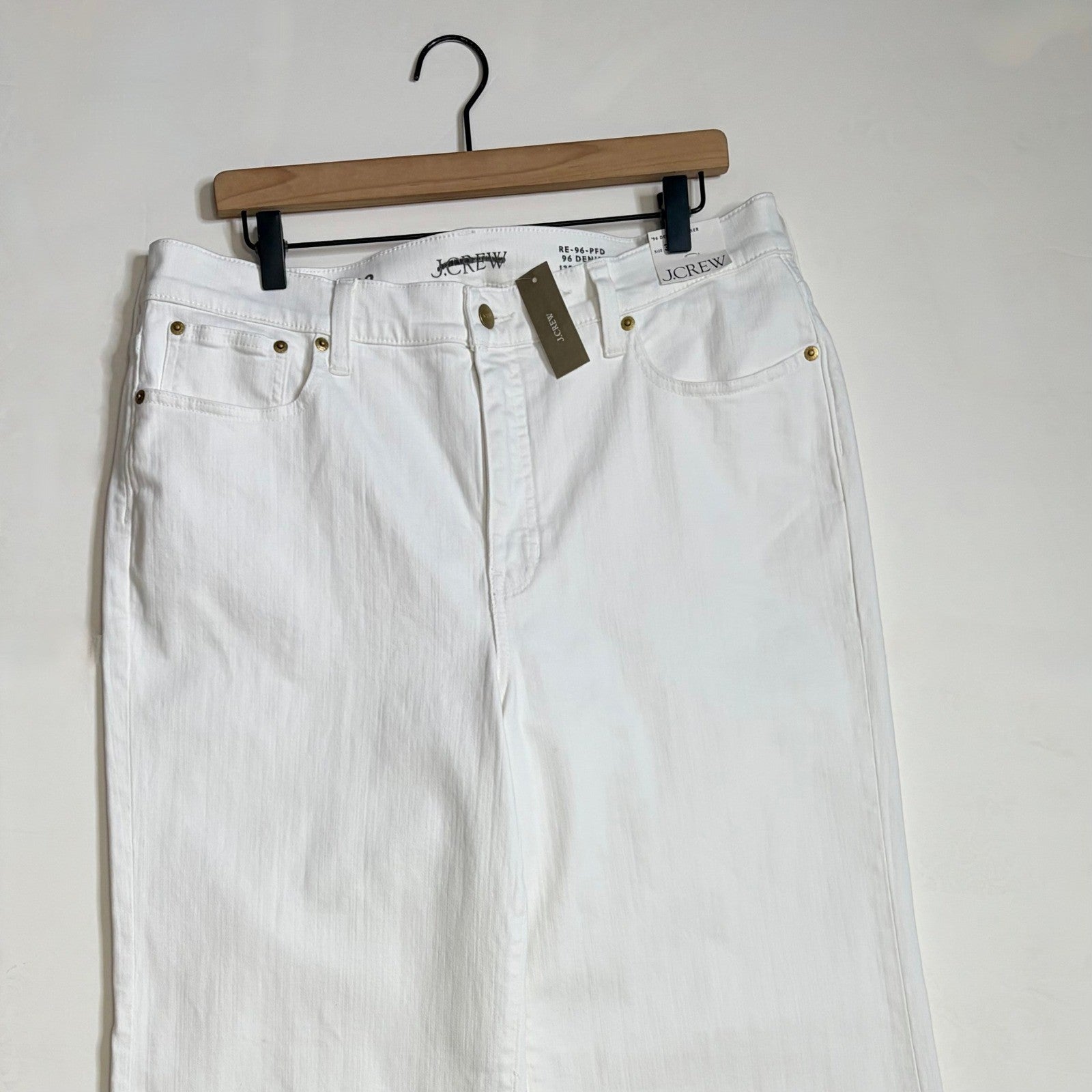 NWT!! J. CREW New High-Rise Denim Trouser Jeans White '96 Wide Leg Retro Size 32
