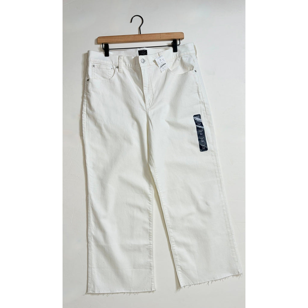 NWT!! J. CREW Factory Wide-Leg Cropped Jeans All-Day Stretch Solid White Size 32